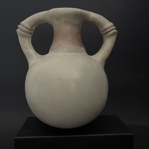 Primitive Style Pottery Double Handle Pitcher 8’´